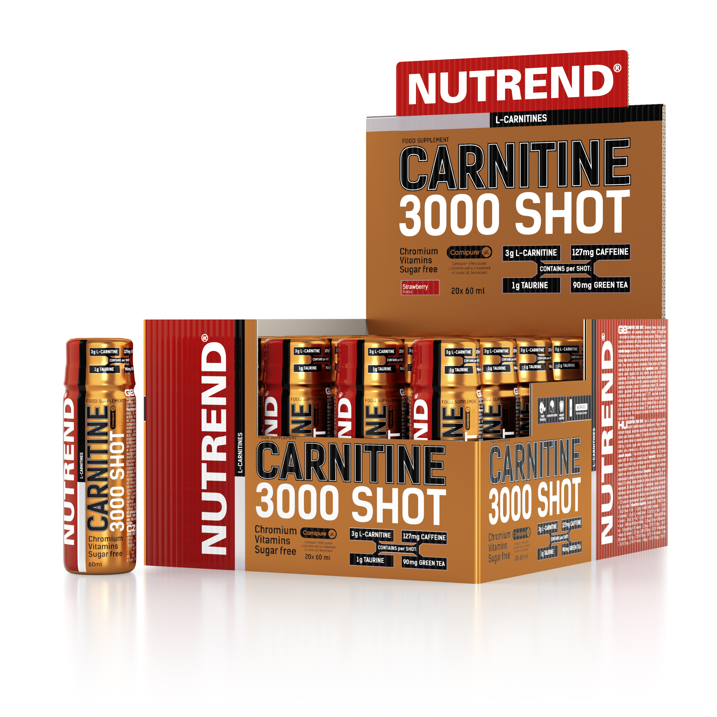 Карнитин 3000 Шот 20шт. х 60мл/Carnitine 3000 Shot 20pcs. х 60ml Nutrend (Клубника)